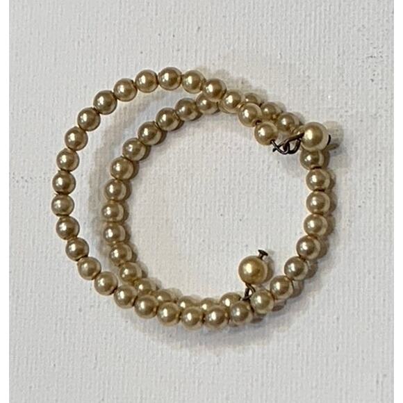 Vintage Pearl Wrap Bracelet Expandable Memory Wire Toddler Child Small - Picture 8 of 15